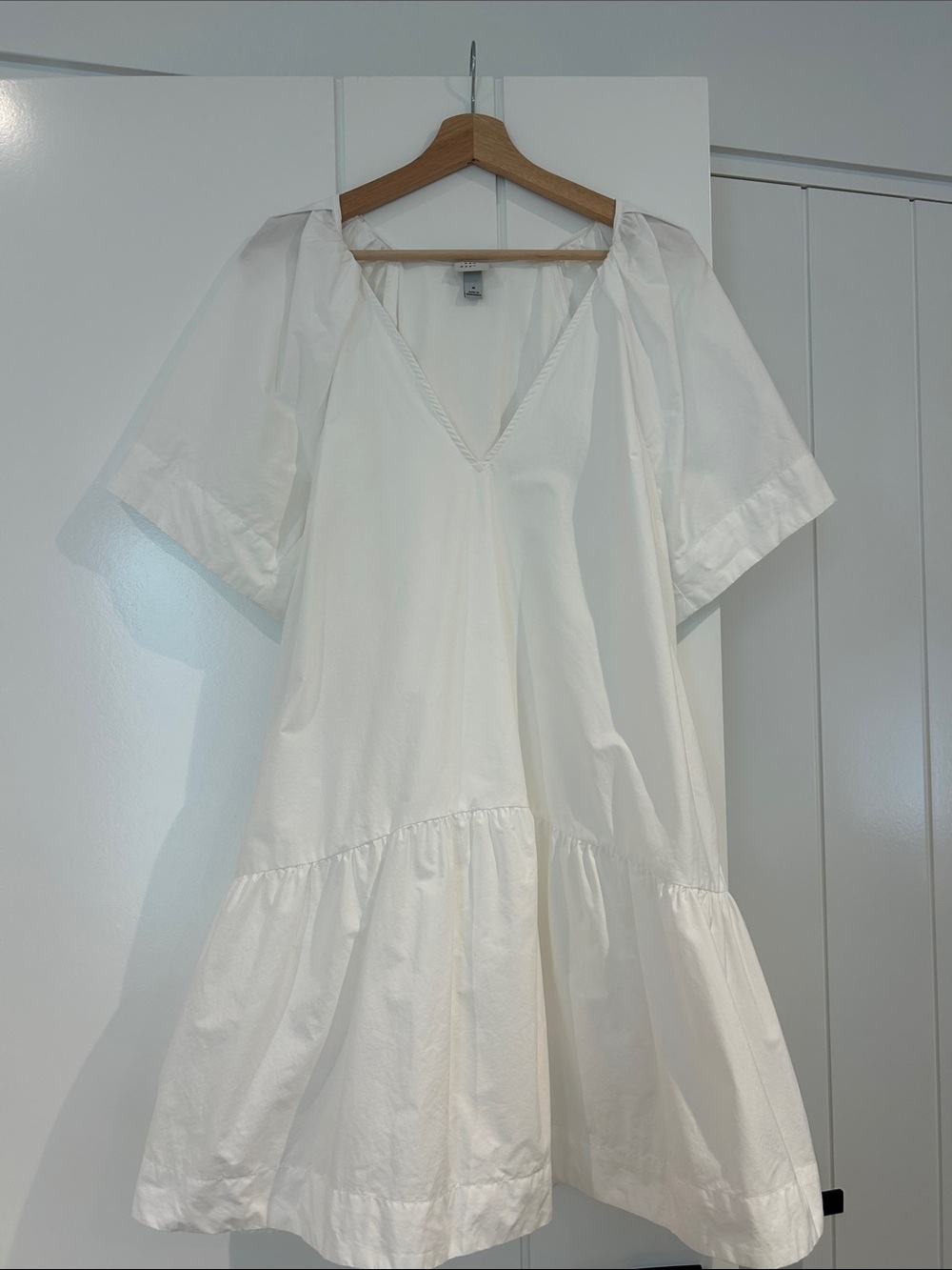 a new day White V-Neck Puff Sleeve Mini Dress